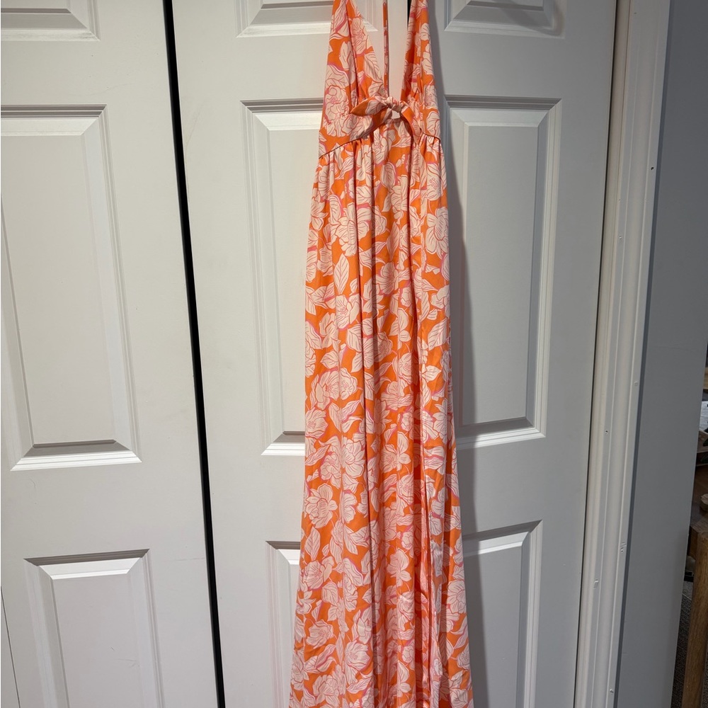 Hello Molly Vibrant Orange and Pink Floral Dress
